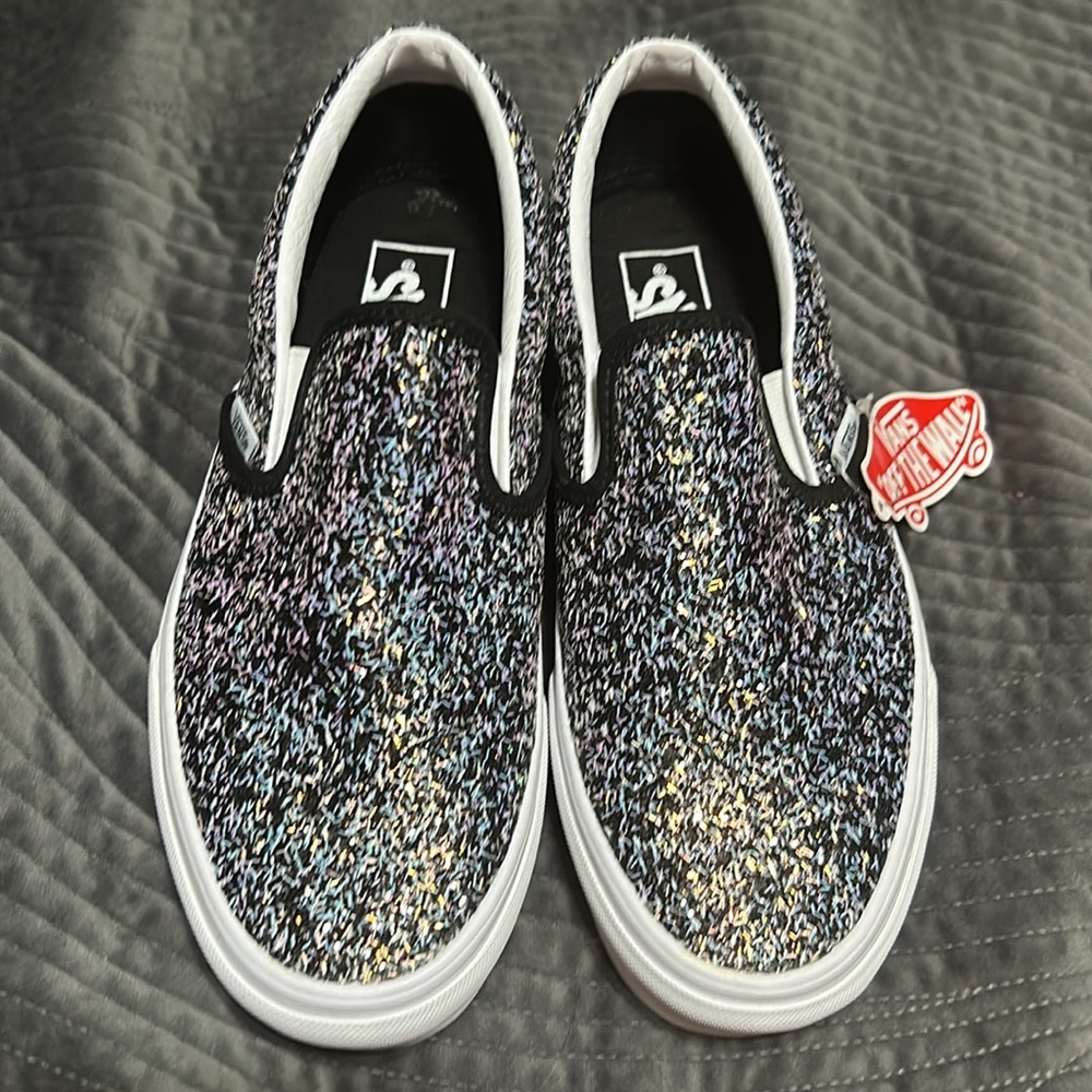 Shiny Party slip on Vans. Size 9. NIB - Picture 2 of 4